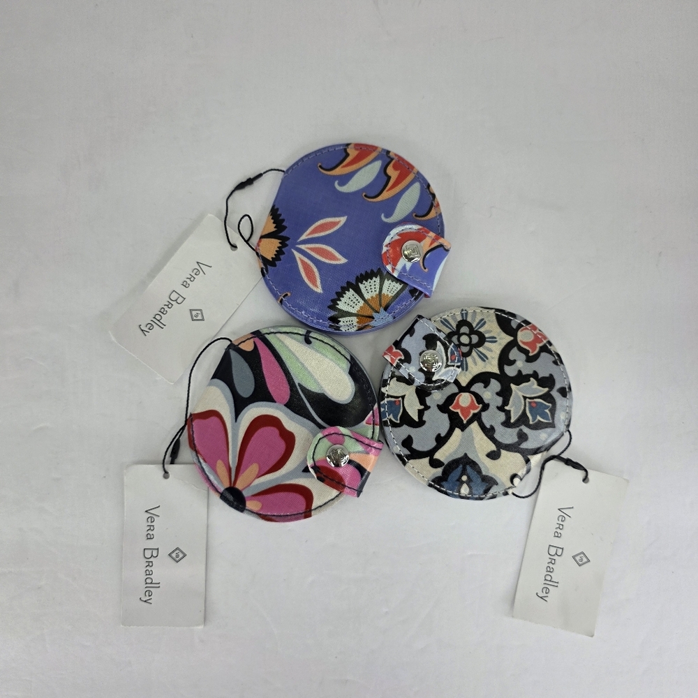 3 NWT Vera Bradley Compact Pocket Mirror Cosmetic Double Sided Snap Closure - Picture 2 of 13